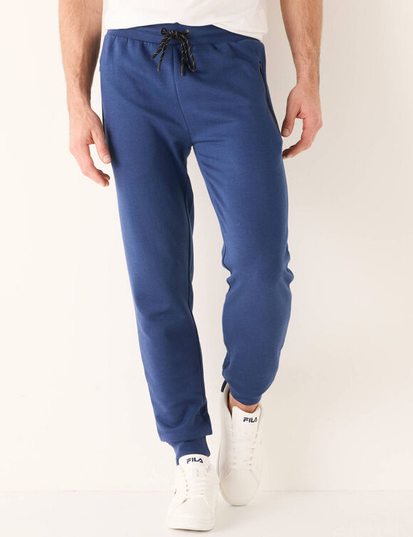Pantalon de jogging bas resserrés détails contrastés (bleu denim)