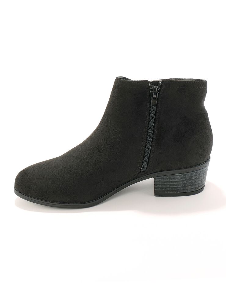 Low-boots zippées à surpiqûres fantaisie effet suédine (noir) Low-boots zippées à surpiqûres fantaisie effet suédine (noir)