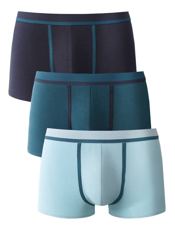 Boxer uni biais contrastés - lot de 3 (bleu + bleu canard)