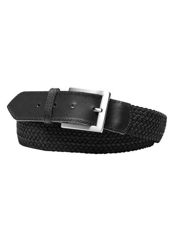 Ceinture tress&eacute;e extensible finitions cuir (noir)