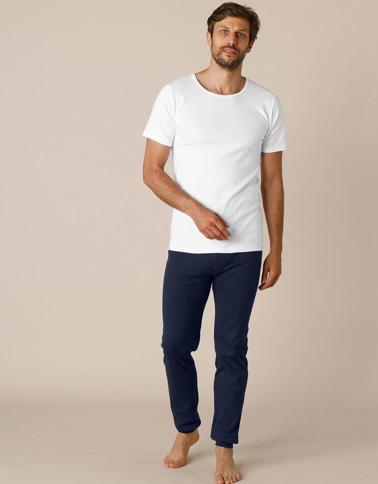 Tee-shirt sous-vêtement homme col rond manches courtes coton - lot de 2 (blanc)