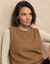 Pull col rond, sans manches, maille fantaisie (caramel)