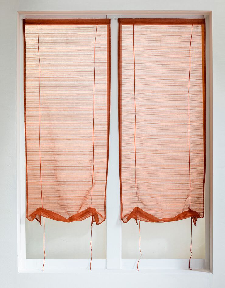 Vitrage voile fines rayures - la paire (terracotta)