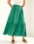 Jupe longue en cr&eacute;pon, volume jupon (vert)