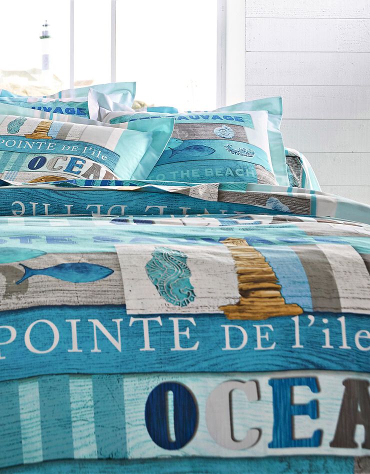 Linge de lit Océan coton (bleu)