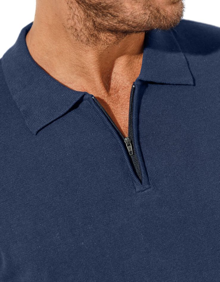 Polo en tricot fin manches courtes (marine) Polo en tricot fin manches courtes (marine)
