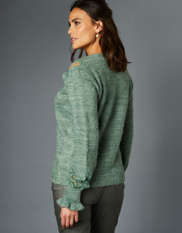 Gilet tulle brodé maille douceur (vert amande) Gilet tulle brodé maille douceur (vert amande)