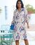 Robe chemisier imprimée (beige / bleu)