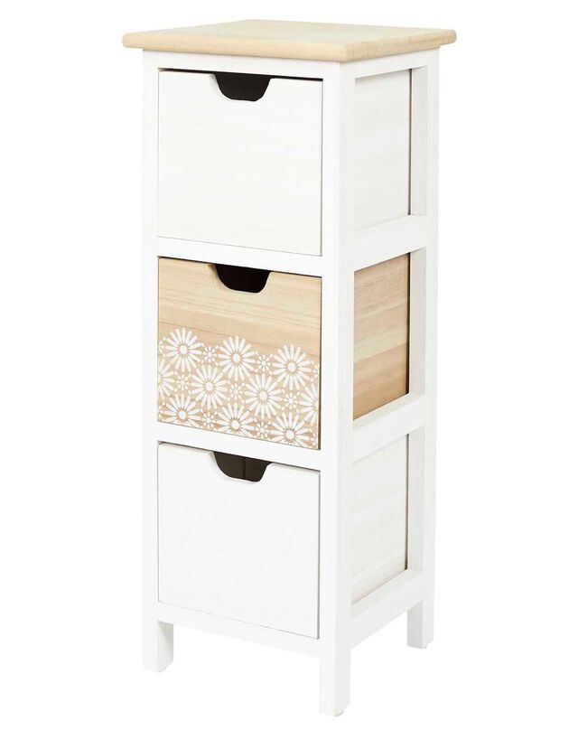 Chiffonnier bois 3 tiroirs (blanc)