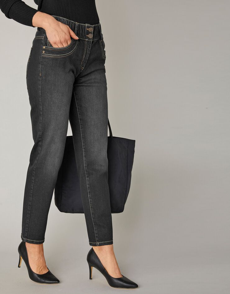 Jean mom taille élastiquée stretch (black)