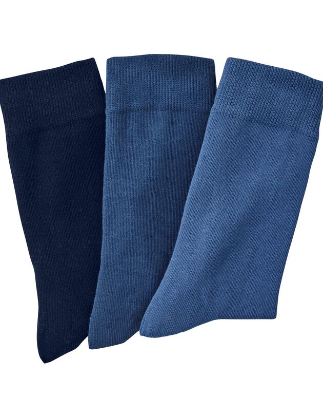 Mi-chaussettes basiques - lot de 3 paires (bleu)