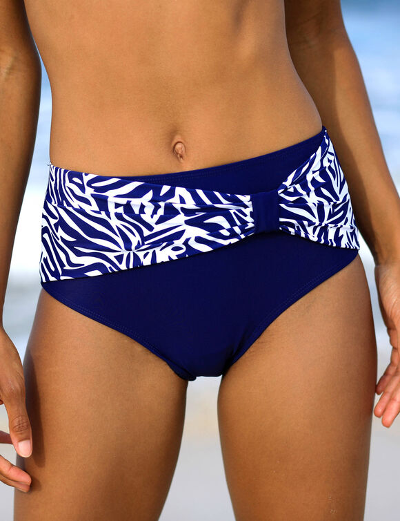 Bas de maillot de bain taille haute uni - effet drapé (marine)