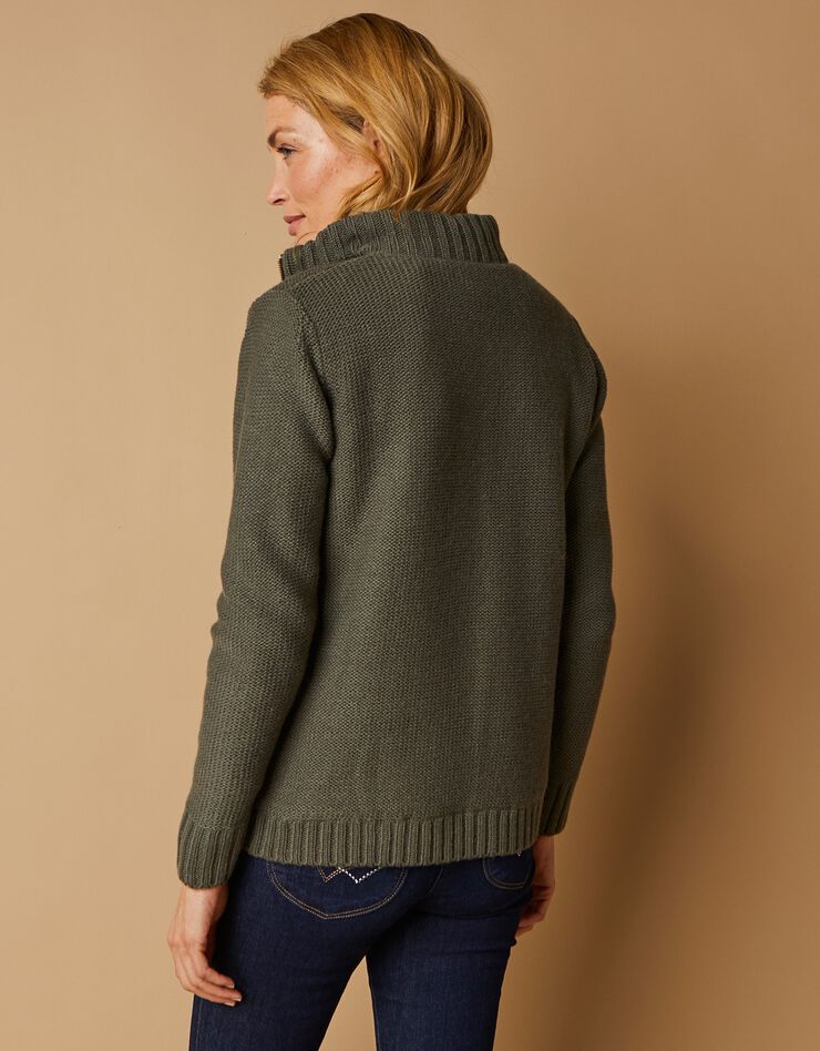 Gilet zippé 30% laine fourré "maille peluche" (kaki) Gilet zippé 30% laine fourré "maille peluche" (kaki)