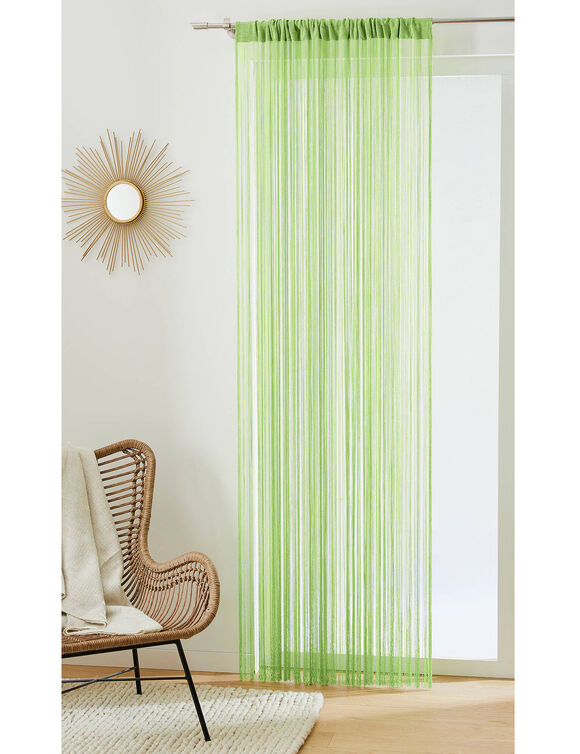 Rideau de fils d&eacute;coupable finition passe-tringle (anis)