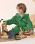 Peignoir de bain enfant à capuche personnalisable dinosaure microfibre (vert)