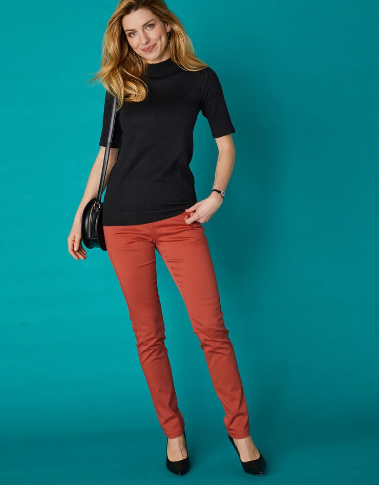 Pull col montant manches courtes toucher cachemire (noir) Pull col montant manches courtes toucher cachemire (noir)