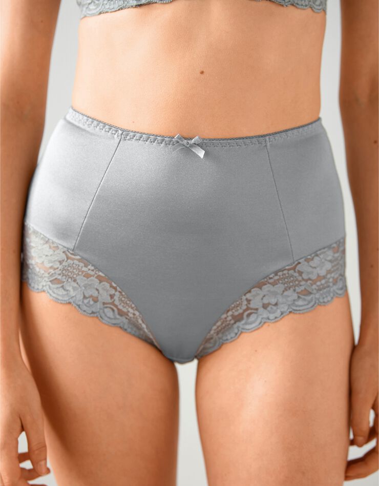 Gainette maille satinée et dentelle Avila - lot de 2 (rouge + gris)