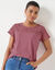 T-shirt manches courtes dentelle (bois de rose chiné)