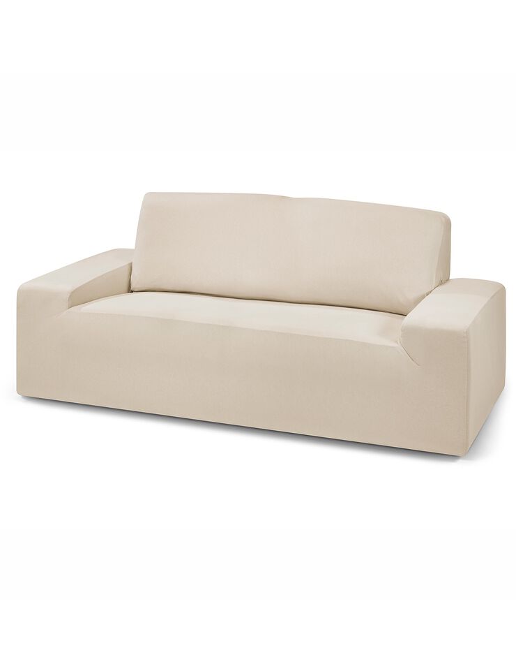 Housse fauteuil et canapé unie bi-extensible (beige)
