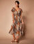 Robe volantée cache-coeur imprimée, crépon (kaki / beige)