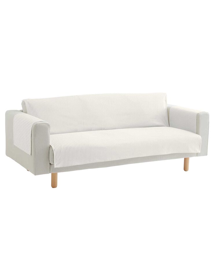 Protège-salon rayé coton polyester effet lin (gris)