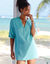 Tunique unie, gaze de coton (bleu lagon)