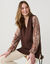 Pull tunique sans manches col V, maille moelleuse (chocolat)
