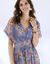 Robe longue voile imprimé (bleu / corail)