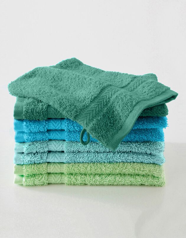 Gant de toilette camaïeu lagon - lot de 8 (vert)