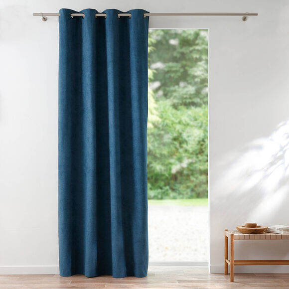 Rideau occultant et isolant finition oeillets (bleu paon)