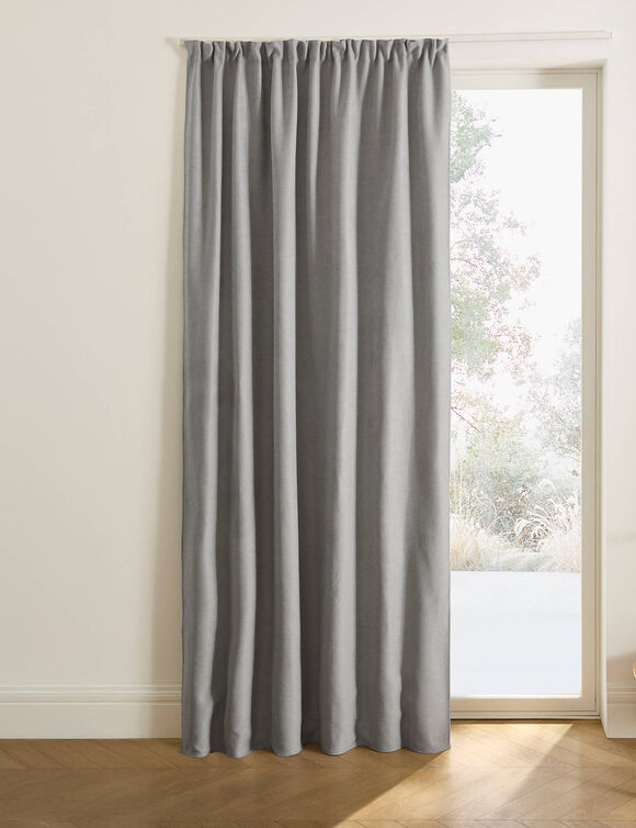 Rideau occultant et isolant finition galon fronceur (gris perle)