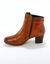 Boots en cuir bi-matière élastiquées à boucle et à talon (caramel)