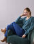 Pull col V, maille anglaise toucher doux (vert sauge)