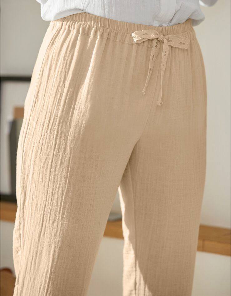 Pantalon joggpant uni gaze de coton (sable)