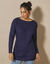 Pull tunique boutonné, toucher doux (bleu encre)