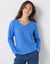 Pull col V, maille anglaise toucher doux (bleu lavande)