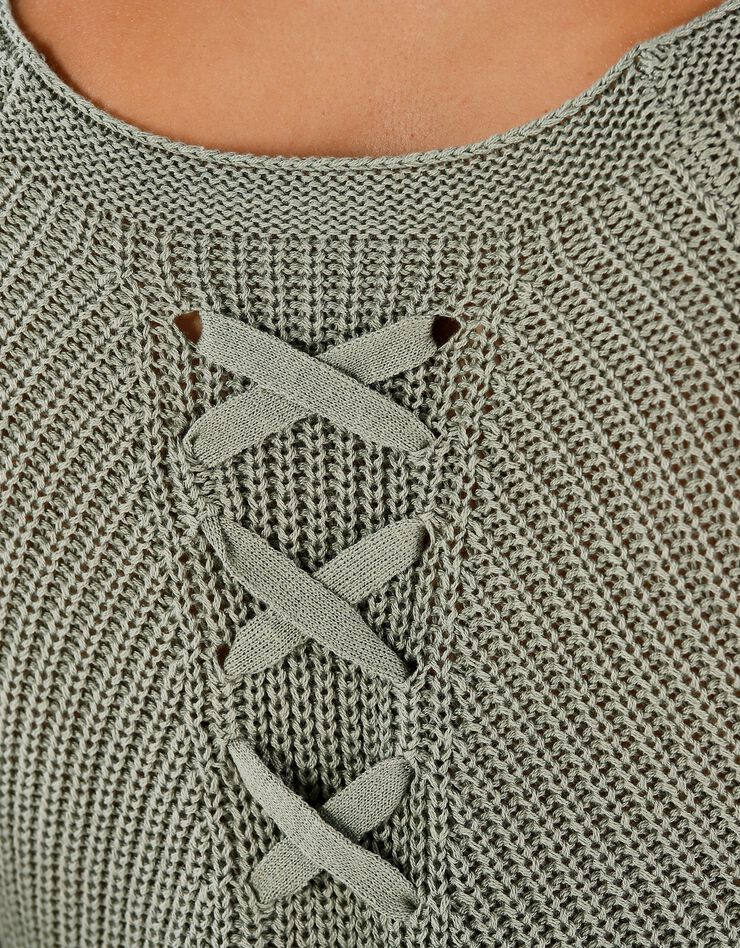 Pull lacé dos maille anglaise (kaki) Pull lacé dos maille anglaise (kaki)
