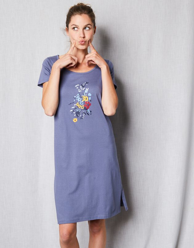 Chemise de nuit courtes manches courtes motif floral (ardoise) Chemise de nuit courtes manches courtes motif floral (ardoise)