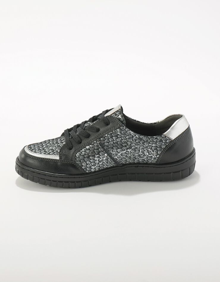 Baskets zippées bimatières en cuir (noir) Baskets zippées bimatières en cuir (noir)