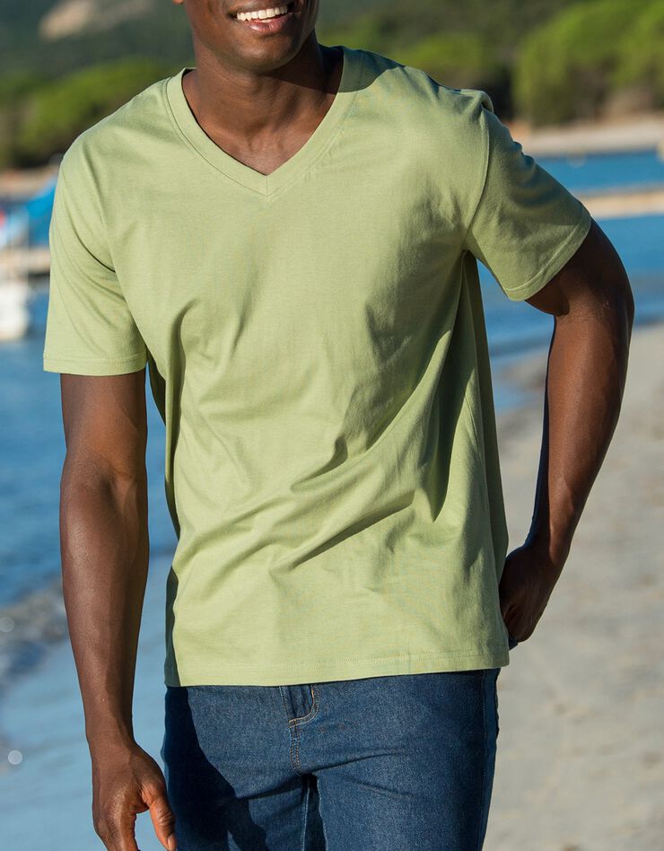 Tee-shirt col V manches courtes (vert)