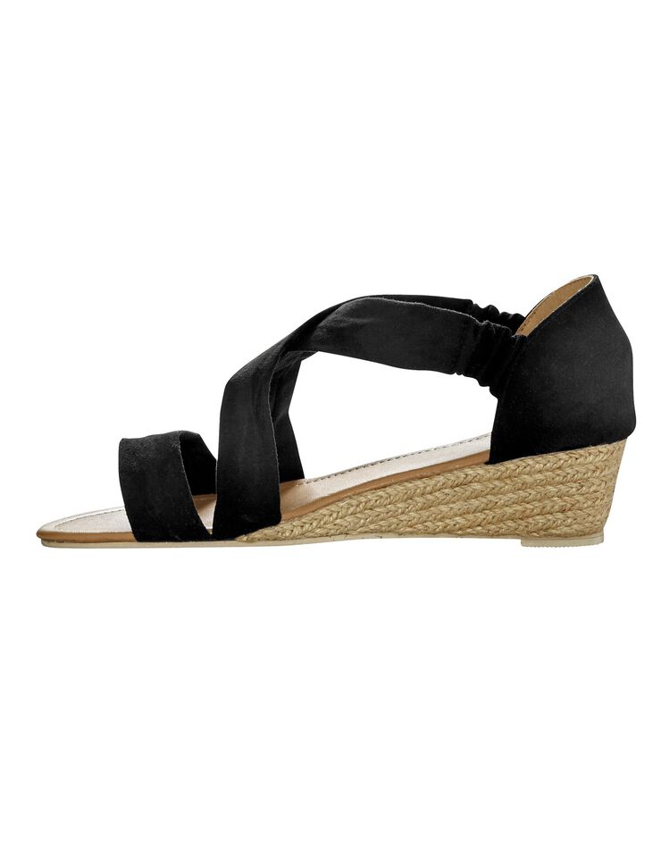 Sandales compensées élastiquées suédine (noir)