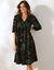 Robe courte col V, imprimé fleuri (noir)