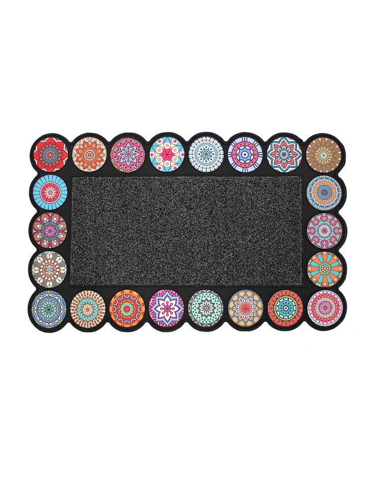 Tapis anti-poussière rosaces imprimées (noir/multicolore)