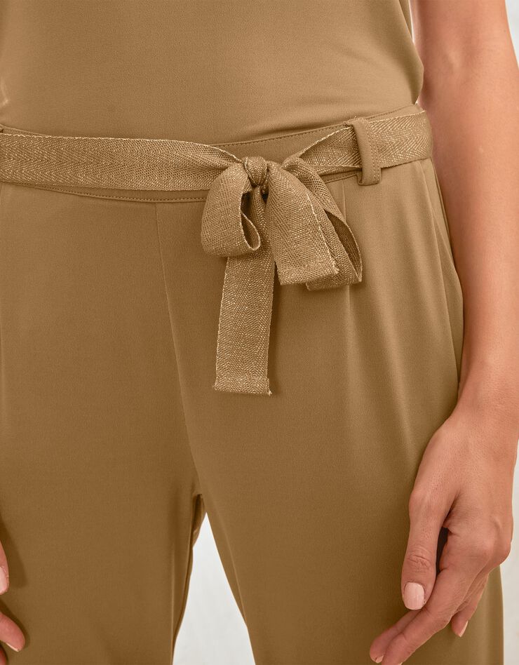 Pantalon coupe droite uni, maille (tabac) Pantalon coupe droite uni, maille (tabac)