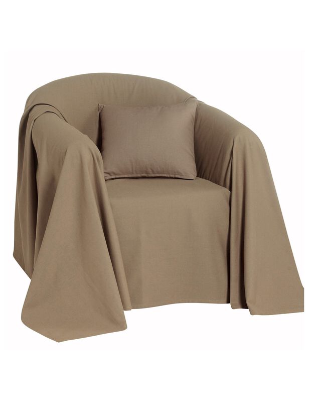 Jeté canapé coton bachette uni (taupe)