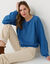 Pull col rond finitions &eacute;cailles (bleu denim)