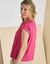 T-shirt uni détail boutonné maille jersey (rose)