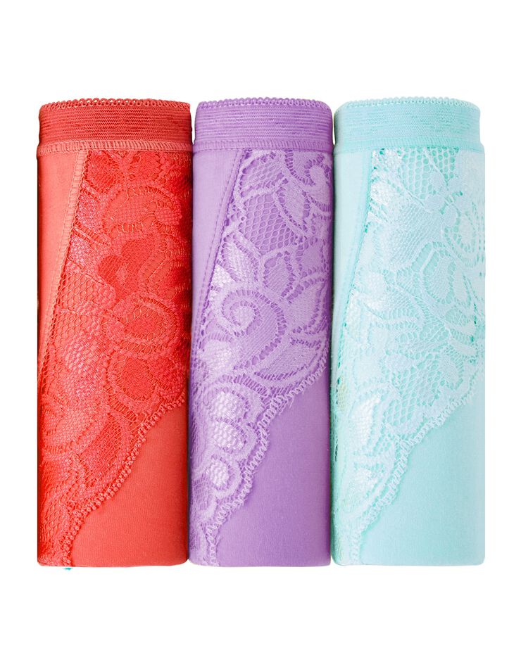 Culotte super maxi dentelle - lot de 3 (ciel + corail + lavande) Culotte super maxi dentelle - lot de 3 (ciel + corail + lavande)