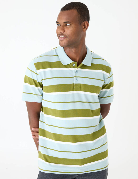 Polo ray&eacute;e maille piqu&eacute;e manches courtes  (vert / c&eacute;ladon)