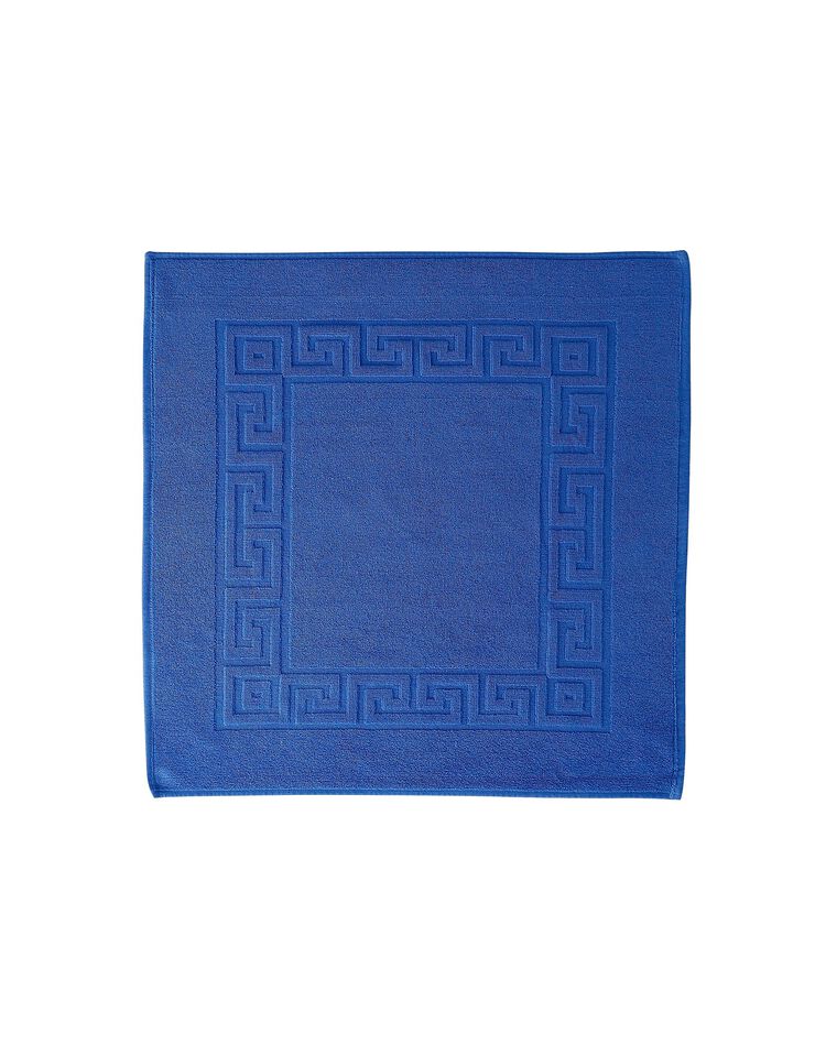 Tapis de bain éponge liteau motif frise grecque (bleu dur)